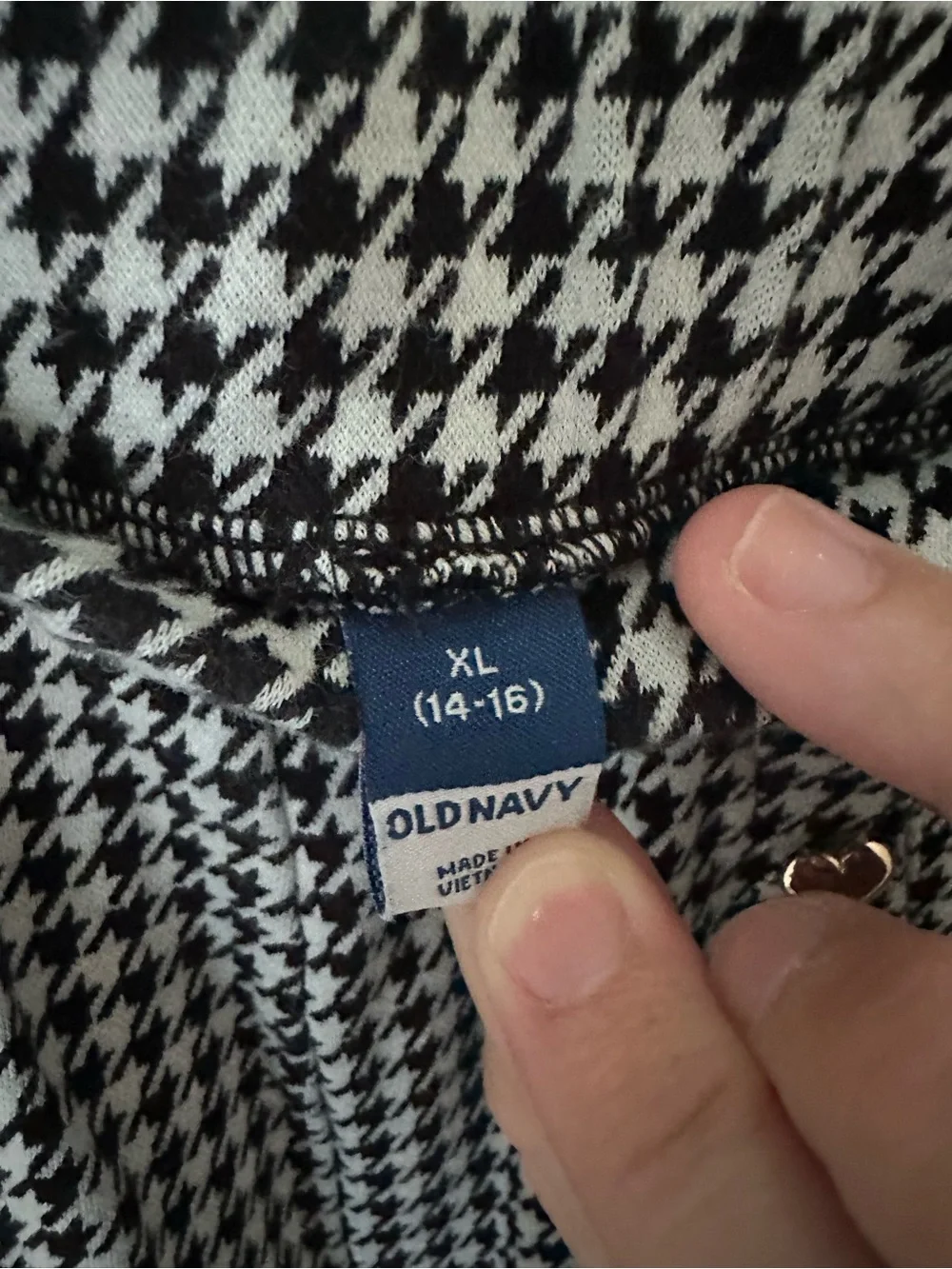 Old Navy Black & White Houndstooth Top with Sailor Details